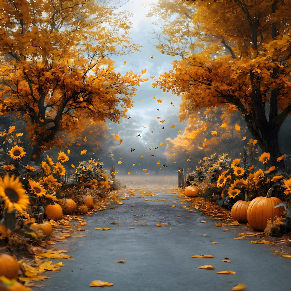 Sfondo Di Zucca Autunno Acero Foresta Girasole RR9-5