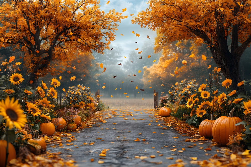 Sfondo Di Zucca Autunno Acero Foresta Girasole RR9-5