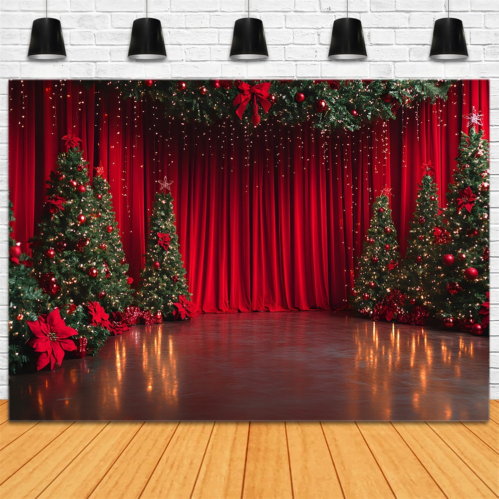 Sfondo Fotografico Per Sipario Con Alberi Di Natale RR9-53