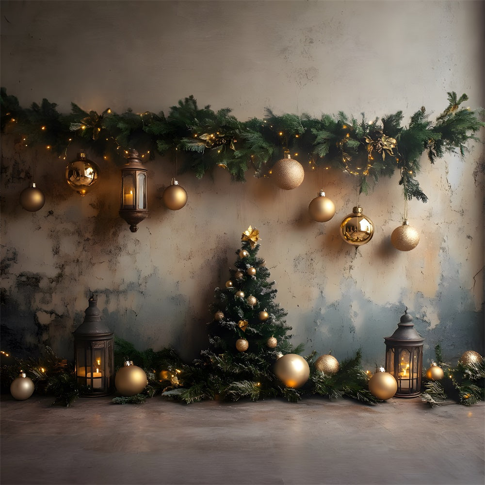 Decorazioni Per Ghirlande Con Palline Di Natale Sfondo A Parete Screziato RR9-73