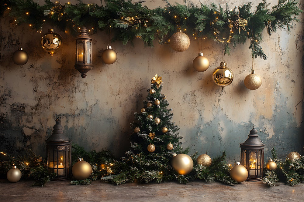 Decorazioni Per Ghirlande Con Palline Di Natale Sfondo A Parete Screziato RR9-73