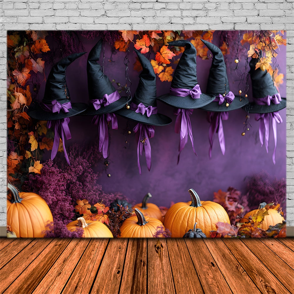 Cappello Di Halloween Zucca Sfondo Muro Viola RR9-81