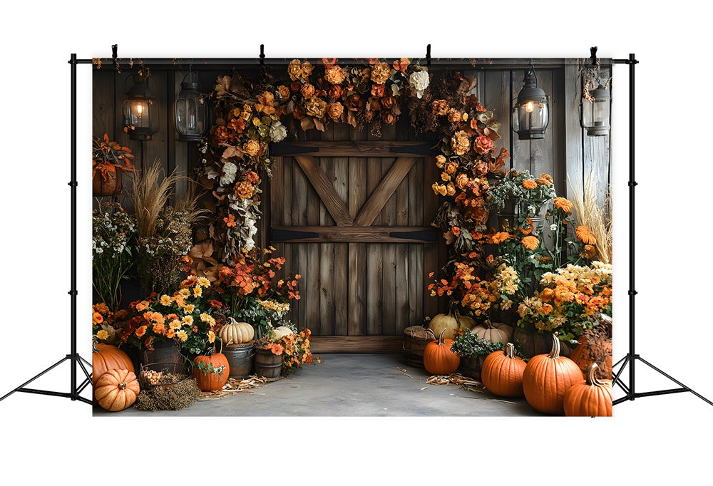 Sfondo Di Fiori Secchi Porta Del Fienile Rustico Autunnale RR9-9
