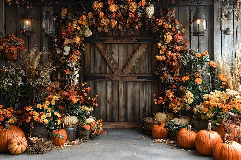 Sfondo Di Fiori Secchi Porta Del Fienile Rustico Autunnale RR9-9
