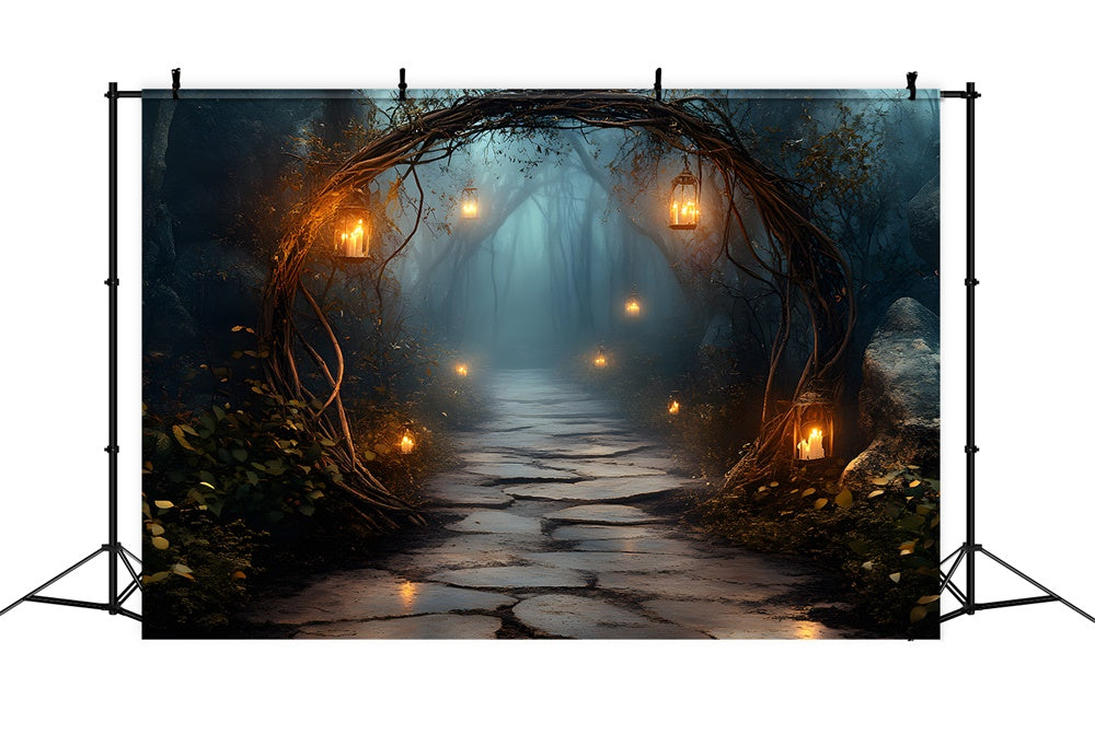 Sfondo Dell'Ingresso Della Foresta Misteriosa Della Notte Di Halloween RR9-90