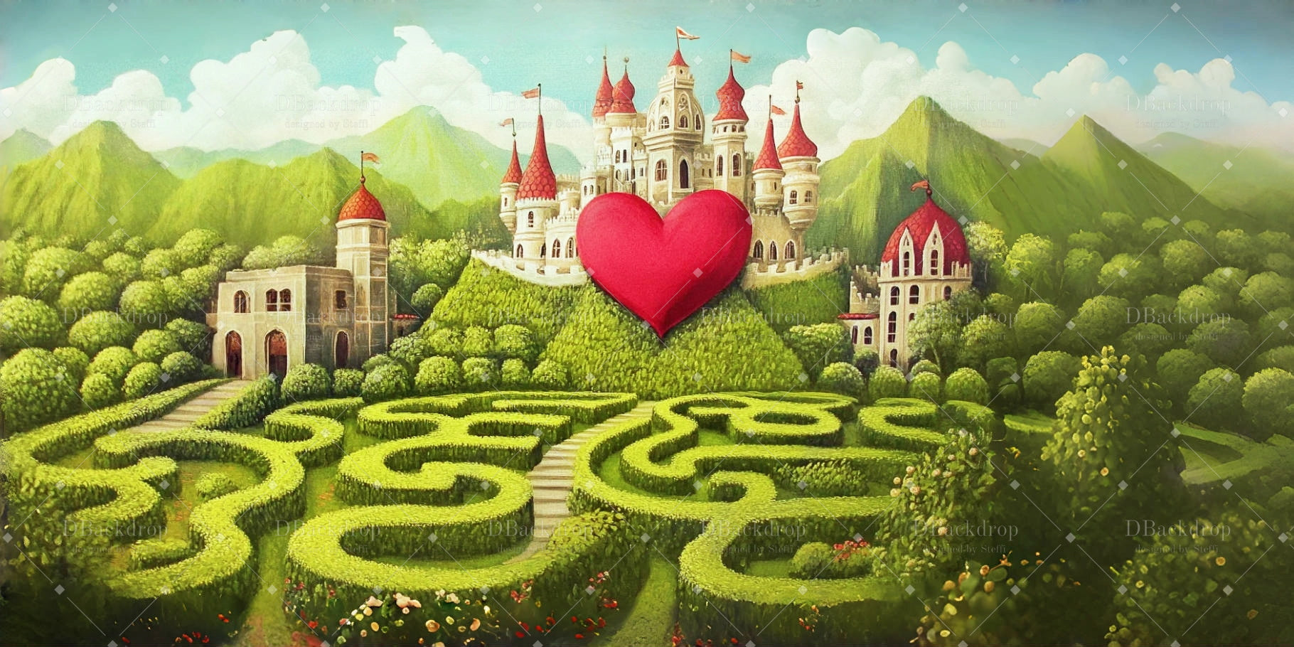 Fondale Per Teatro Castello Della Regina Rossa Fondali Per Spettacoli Scolastici CSH59-T18