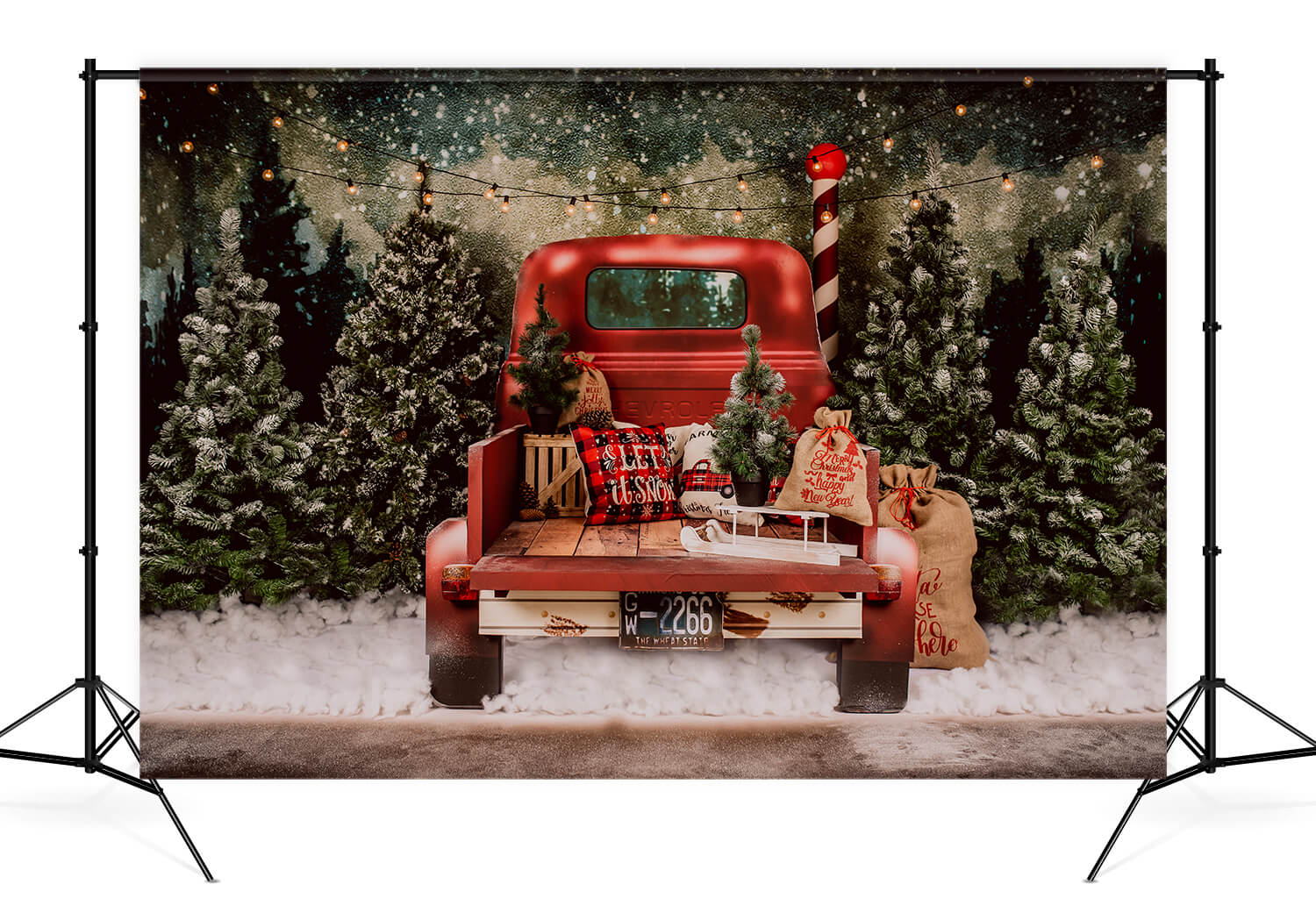 Sfondo Fotografico Con Auto Rossa E Albero Di Natale SH-960