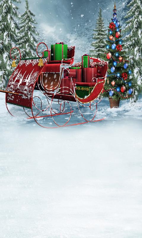 Regalo Dell'Albero Di Natale Sulla Slitta Di Babbo Natale Sfondo Con Neve Per L'Immagine ST-454