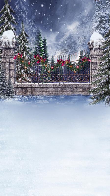 Sfondo Di Neve Con Campana A Nastro Decorativo Natalizio Per Immagine ST-455