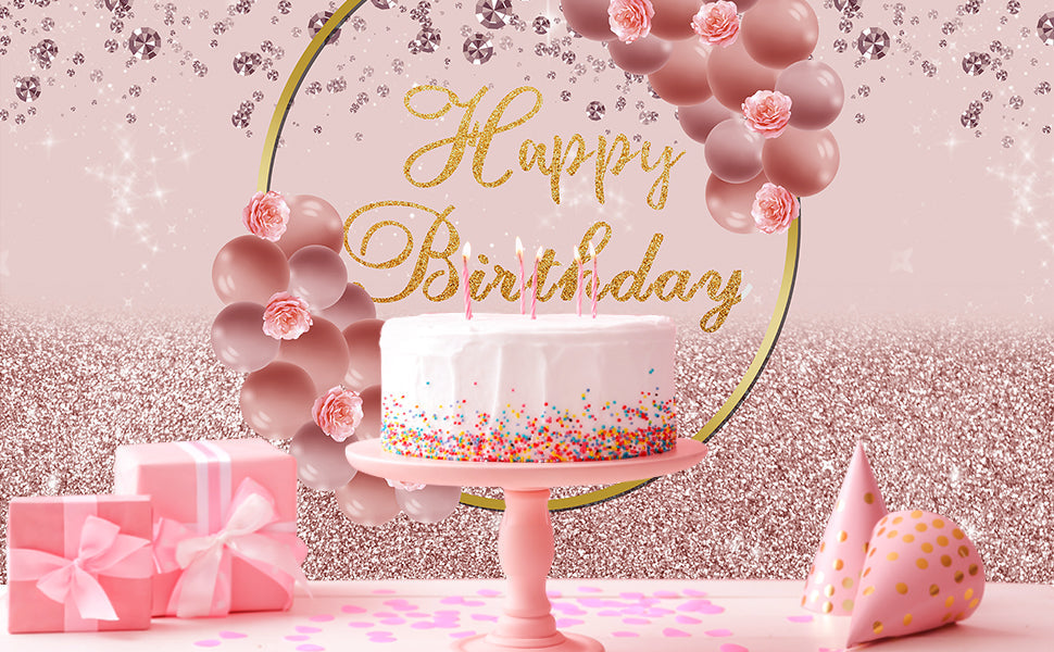 Sfondo Di Compleanno Con Ghirlanda Di Diamanti Scintillanti In Oro Rosa TKH1533