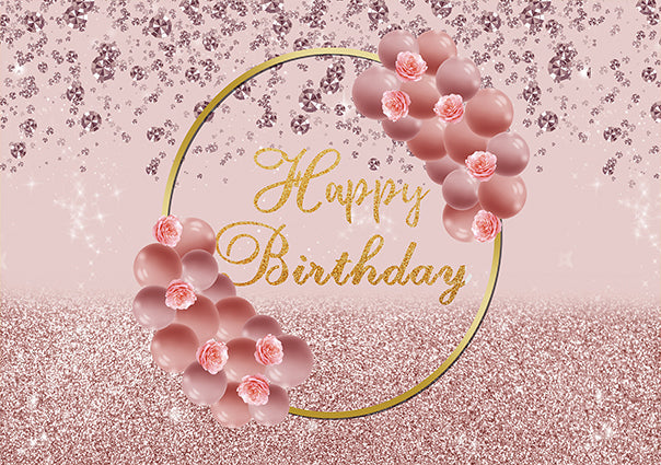 Sfondo Di Compleanno Con Ghirlanda Di Diamanti Scintillanti In Oro Rosa TKH1533