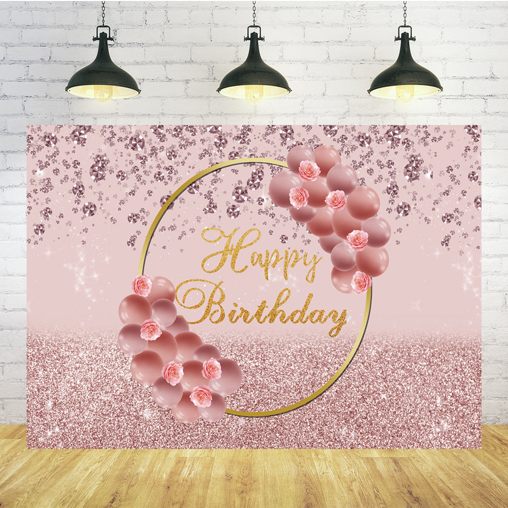 Sfondo Di Compleanno Con Ghirlanda Di Diamanti Scintillanti In Oro Rosa TKH1533
