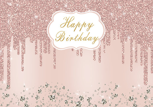 Sfondo Personalizzato Compleanno Scintillante In Oro Rosa Con Diamanti TKH1536
