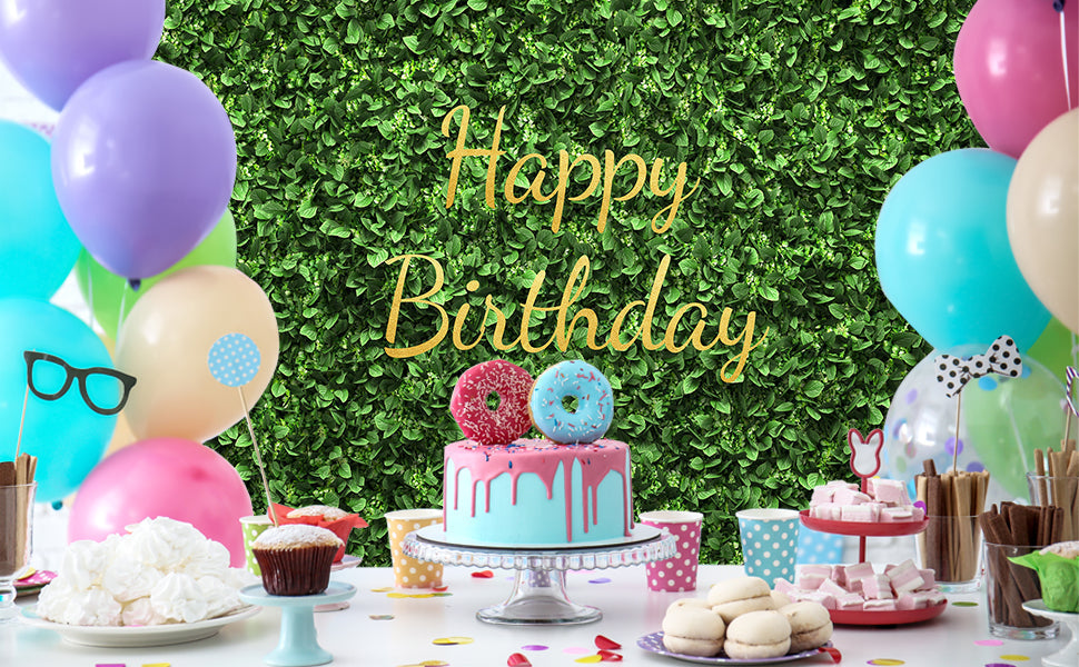 Sfondo Fotografico Compleanno Muro Foglie Verdi TKH1550