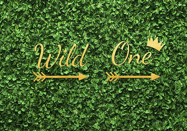 Sfondo Personalizzato Per Il Primo Compleanno Con Parete Con Foglie Verdi TKH1555