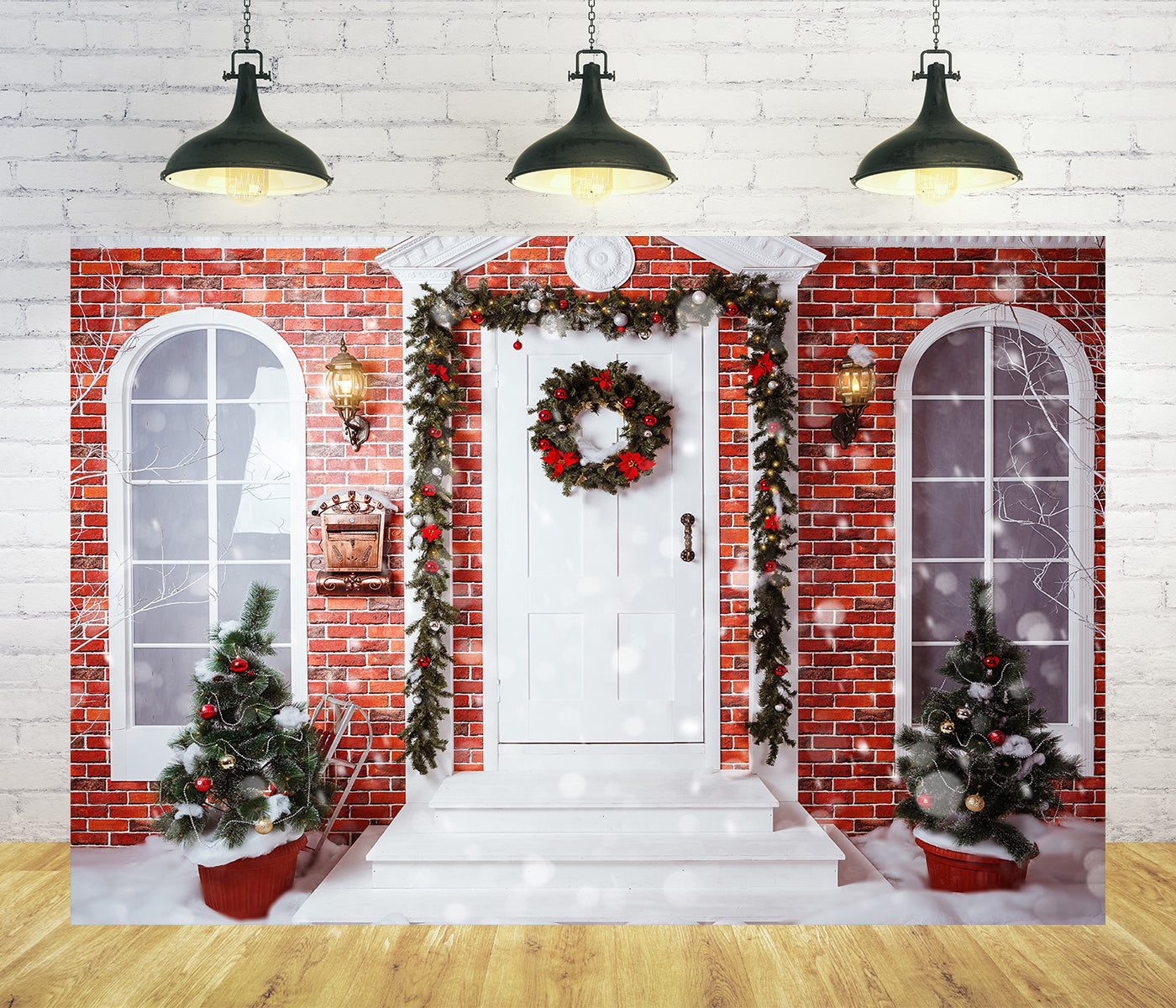Sfondo Di Ghirlande Per Porte Di Casa Decorate In Natale TKH1561