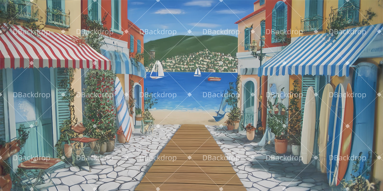 Fondale Per Palcoscenico Teatrale Fondale Per Spettacoli Di Danza Su Spiaggia E Molo TWW510-T29