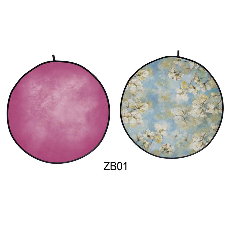 Fondale Floreale/Rosa Rotondo Bifacciale Pieghevole 5x5ft(1.5x1.5m) ZB01
