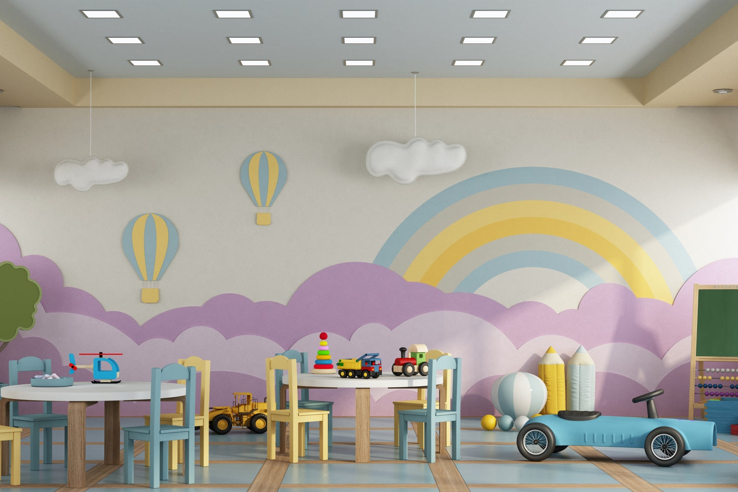 Sfondo Della Sala Giochi Arcobaleno Del Ritorno A Scuola BRP7-39