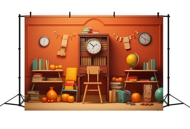 Sfondo Del Globo Dell'Orologio Dei Libri Di Ritorno A Scuola BRP7-53