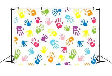 Sfondo Colorato Per Il Ritorno A Scuola Con Impronte Di Mani BRP7-20